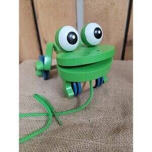 Melissa And Doug Wooden Frog Pull Toy Green
